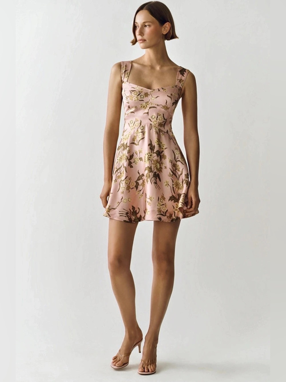 Meave Jocelyn Sleeveless Floral Slip Mini Dress in Pink & Gold - Sz XXS - NWT
